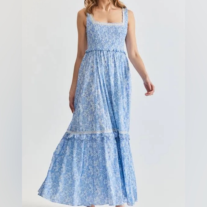 Loveshackfancy Blue Floral Brentlin Dress
